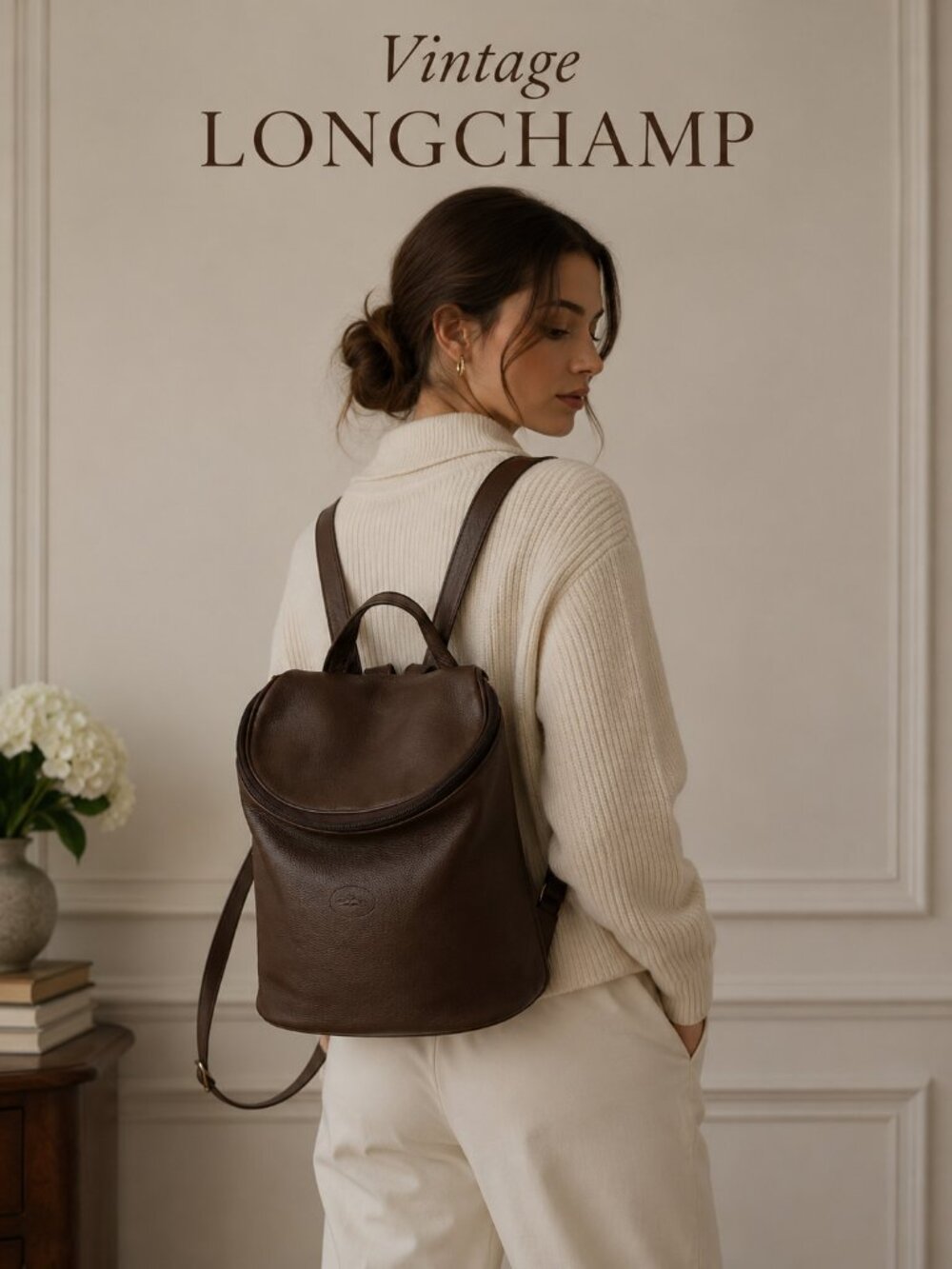 Longchamp Brown Leather Backpack